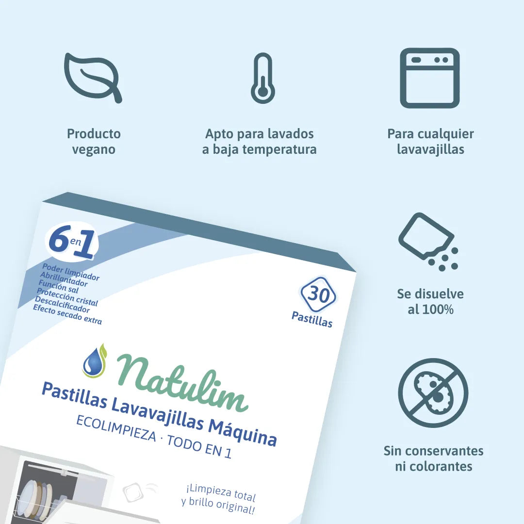 Eco Pastillas Lavavajillas 6 en 1 - 30 Lavados